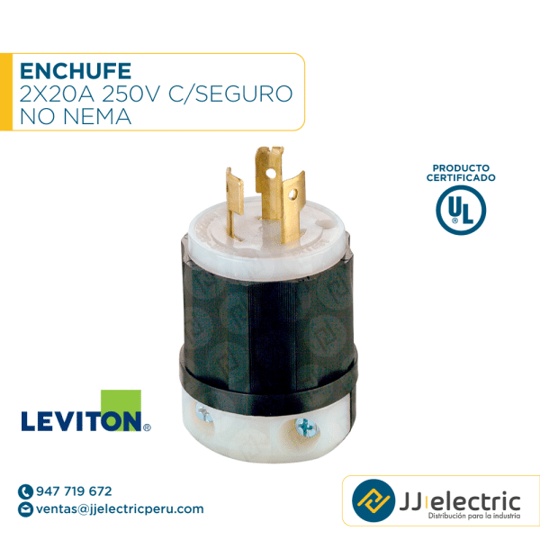 ENCHUFE 2X20A 250V C/SEGURO NO NEMA - LEVITON