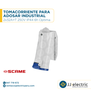 Tomacorriente p/adosar industrial 2x32A+T 250V IP44 6h Optima - SCAME