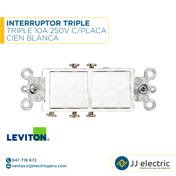 INTERRUPTOR DOBLE DECORA L/T 15A 250V BLANCO - LEVITON