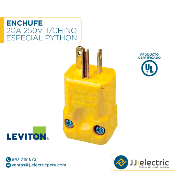 ENCHUFE 20A 250V T/CHINO ESPECIAL PYTHON - LEVITON