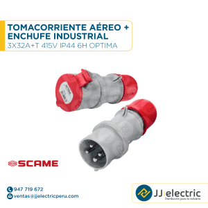 Tomacorriente aéreo + enchufe industrial 3x32A+T 415V IP44 6h Optima - SCAME