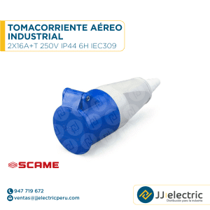 Tomacorriente aéreo industrial 2x16A+T 250V IP44 6h IEC309 - SCAME