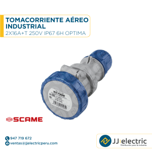 Tomacorriente aéreo industrial 2x16A+T 250V IP67 6h Optima - SCAME