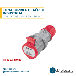 Tomacorriente aéreo industrial 2x16A+T 415V IP44 9h Optima - SCAME