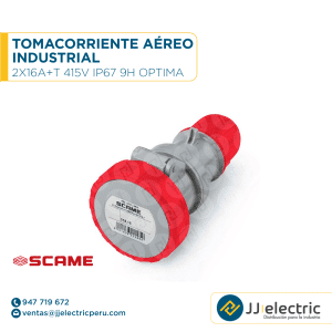 Tomacorriente aéreo industrial 2x16A+T 415V IP67 9h Optima - SCAME