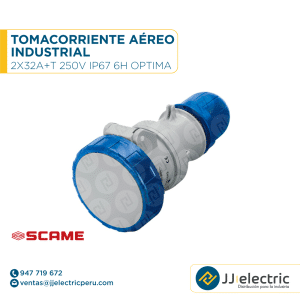 Tomacorriente aéreo industrial 2x32A+T 250V IP67 6h Optima - SCAME