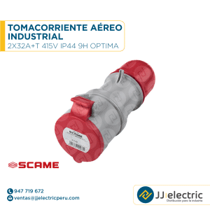 Tomacorriente aéreo industrial 2x32A+T 415V IP44 9h Optima - SCAME