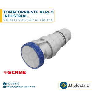 Tomacorriente aéreo industrial 2x63A+T 250V IP67 6h Optima - SCAME