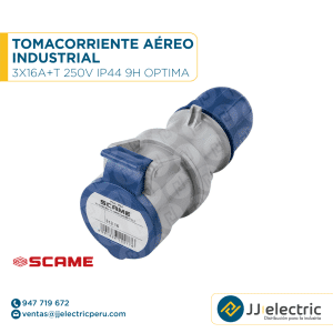 Tomacorriente aéreo industrial 3x16A+T 250V IP44 9h Optima - SCAME