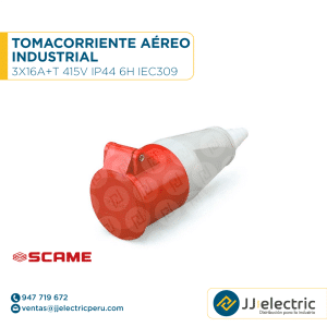 Tomacorriente aéreo industrial 3x16A+T 415V IP44 6h IEC309 - SCAME
