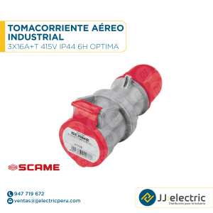 Tomacorriente aéreo industrial 3x16A+T 415V IP44 6h Optima - SCAME