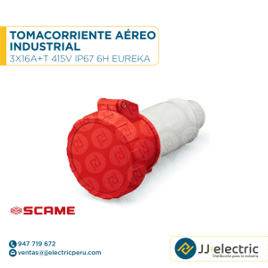 Tomacorriente aéreo industrial 3x16A+T 415V IP67 6h Eureka - SCAME