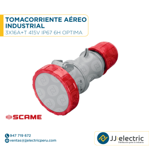 Tomacorriente aéreo industrial 3x16A+T 415V IP67 6h Optima - SCAME