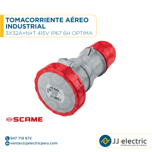Tomacorriente aéreo industrial 3x32A+N+T 415V IP67 6h Optima - SCAME