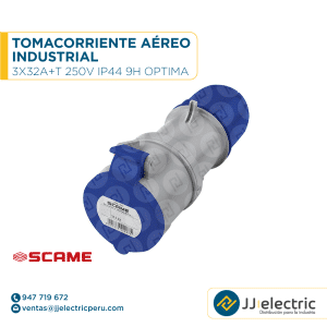 Tomacorriente aéreo industrial 3x32A+T 250V IP44 9h Optima - SCAME