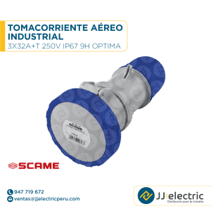 Tomacorriente aéreo industrial 3x32A+T 250V IP67 9h Optima - SCAME