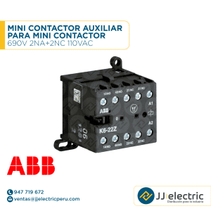 Mini contactor auxiliar para mini contactor 690V 2NA+2NC 110VAC - ABB