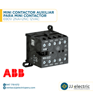 Mini contactor auxiliar para mini contactor 690V 2NA+2NC 12VAC - ABB