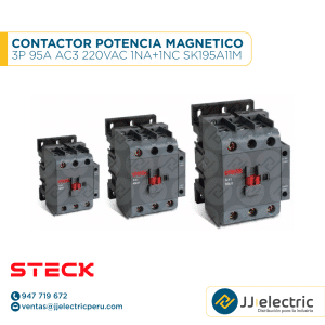 Contactor Potencia Magnetico 3P 95A Ac3 220Vac 1Na+1Nc Sk195A11M - STECK
