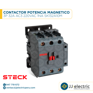 Contactor Potencia Magnético 3P 32A Ac3 220Vac 1Na Sk132A10M - STECK