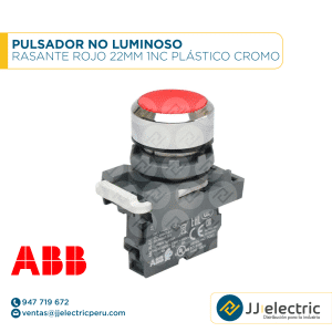 Pulsador no luminoso rasante rojo 22mm 1NC plástico cromo - ABB