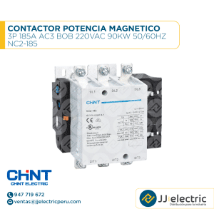 Contactor Potencia Magnético 3P 185A Ac3 Bob 220Vac 90Kw 50/60Hz / NC2-185 - CHINT