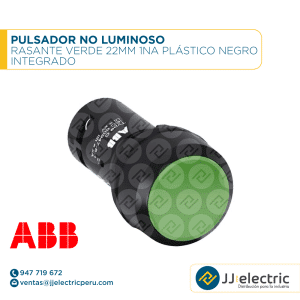 Pulsador no luminoso rasante verde 22mm 1NA plástico negro integrado - ABB