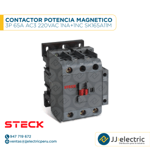 Contactor Potencia Magnético 3P 65A Ac3 220Vac 1Na+1Nc Sk165A11M - STECK