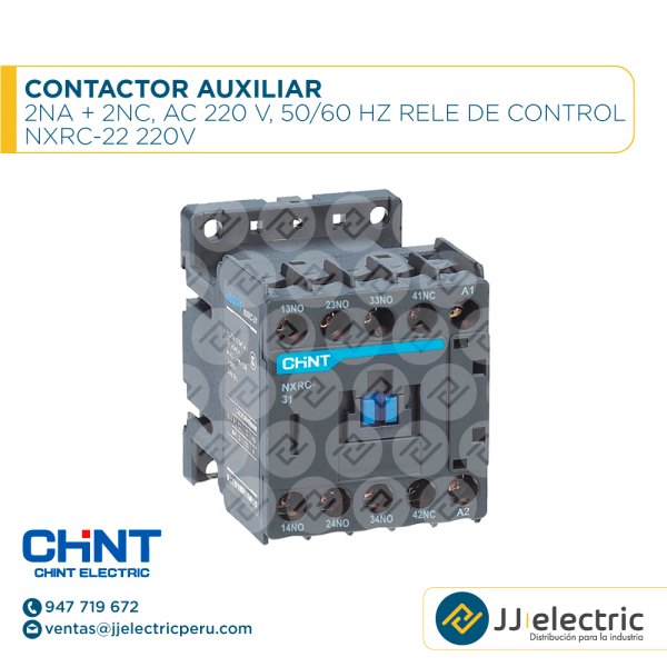Contactor Auxiliar 2Na + 2Nc, Ac 220 V, 50/60 Hz Rele De Control / NXRC-22 220V - CHINT