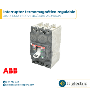 Interruptor termomagnético regulable 3x70-100A (690V) 40/25kA 230/440V - ABB