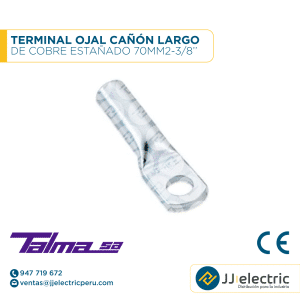 TERMINAL OJAL CAÑÓN LARGO DE COBRE ESTAÑADO 70MM2-3/8´´- TALMA SA