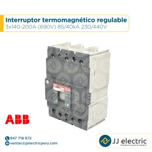 Interruptor termomagnético regulable 3x140-200A (690V) 85/40kA 230/440V - ABB