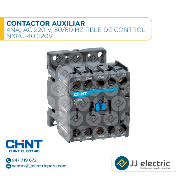 Contactor Auxiliar 4Na, Ac 220 V, 50/60 Hz Rele De Control / NXRC-40 220V - CHINT