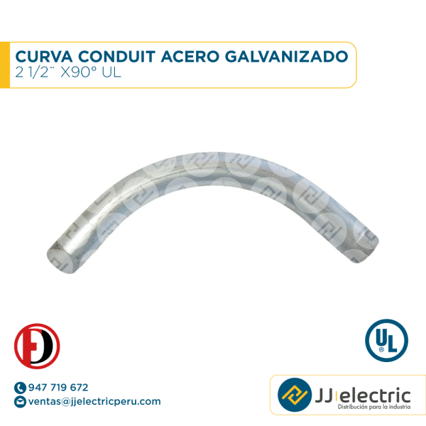 Curva Conduit acero galvanizado 2 1/2¨ x90° UL - WEIFANG