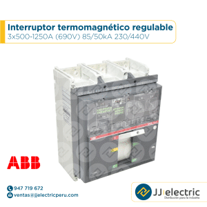 Interruptor termomagnético regulable 3x500-1250A (690V) 85/50kA 230/440V - ABB