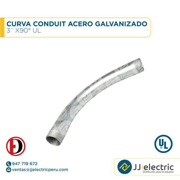 Curva Conduit acero galvanizado 3¨ x90° UL - WEIFANG