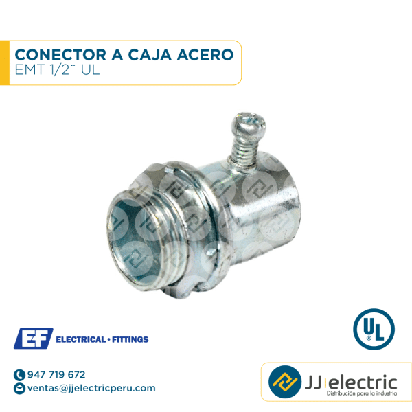 Conector a caja acero EMT 1/2¨ UL - E.F.