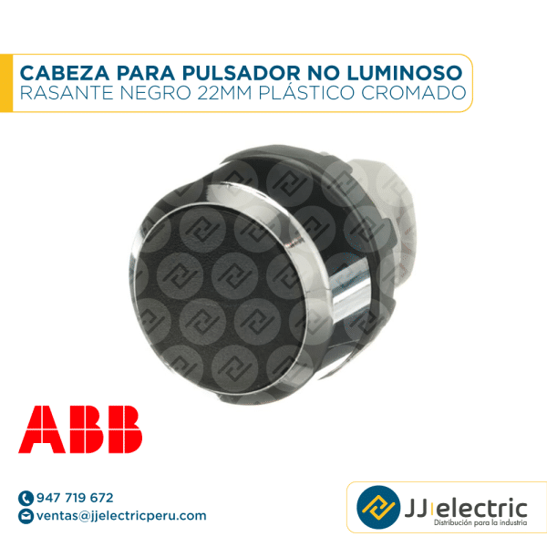 Cabeza para pulsador no luminoso rasante negro 22mm plástico cromado - ABB