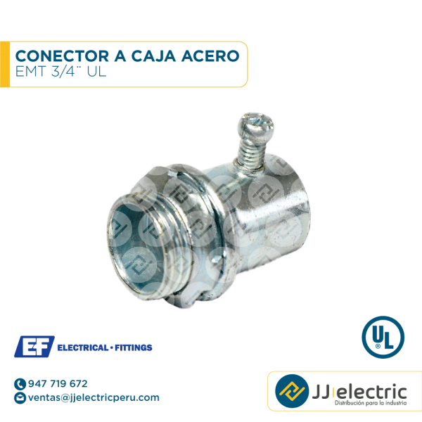 Conector a caja acero EMT 3/4¨ UL - E.F.