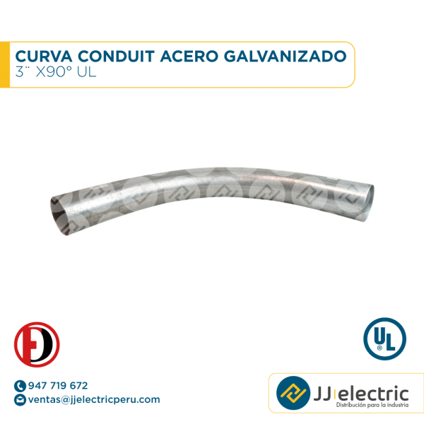 Curva Conduit acero galvanizado 3¨ x90° UL - WEIFANG