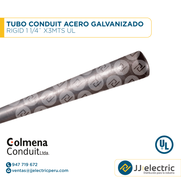 Tubo Conduit acero galvanizado Rigid 1 1/4¨ x3mts UL - COLMENA