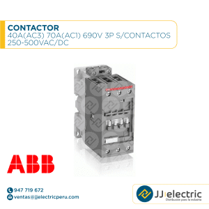 Contactor 40A(AC3) 70A(AC1) 690V 3P s/contactos 250-500VAC/DC - ABB
