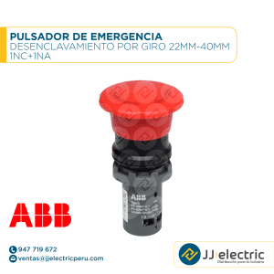 Pulsador de emergencia desenclavamiento por giro 22mm-40mm 1NC+1NA - ABB