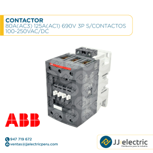 Contactor 80A(AC3) 125A(AC1) 690V 3P s/contactos 100-250VAC/DC - ABB