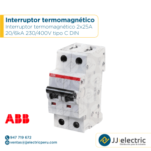 Interruptor termomagnético 2x25A 20/6kA 230/400V tipo C DIN - ABB