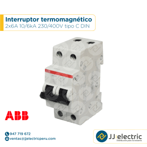 Interruptor termomagnético 2x6A 10/6kA 230/400V tipo C DIN - ABB