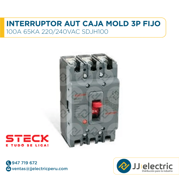 Interruptor Aut Caja Moldeada 3P Fijo 100A 65Ka 220/240Vac Sdjh100 - STECK