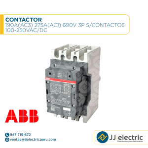 Contactor 190A(AC3) 275A(AC1) 690V 3P s/contactos 100-250VAC/DC - ABB