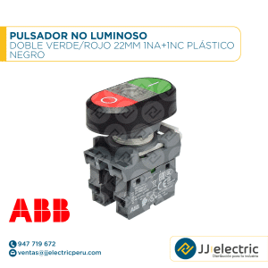 Pulsador no luminoso doble verde/rojo 22mm 1NA+1NC plástico negro - ABB