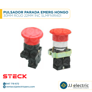 Pulsador Parada Emerg Hongo 30Mm Rojo 22Mm 1Nc Slmfn1R401 - STECK